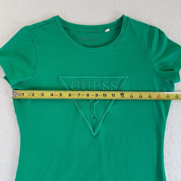 Guess Embroidered Womens Skinny T Shirt *READ* Green LARGE Cap Sleeve Stretch - Picture 4 of 12